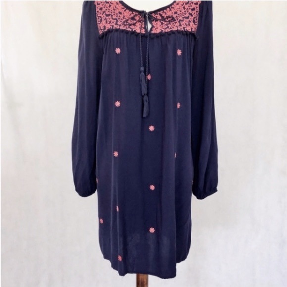 Umgee Long Sleeve Embroidered Tunic Dress - Picture 4 of 8